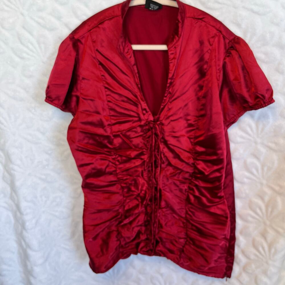 Vintage Torrid ruched red blouse size 2XL preowned excellent gathered back
